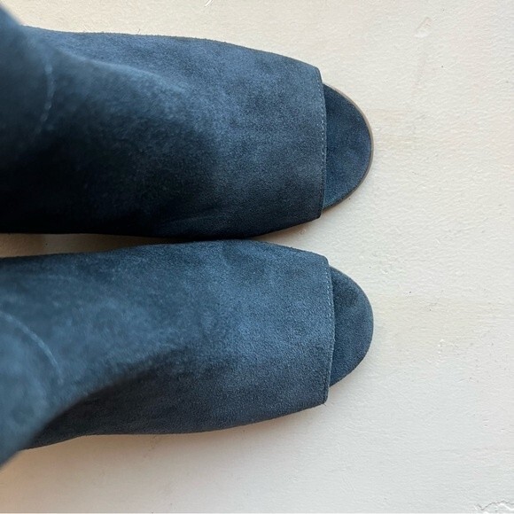 Sole Society Blue Suede So-Ferris Open Toe Bootie Sandals Block Heel Size 7.5 - Picture 6 of 16